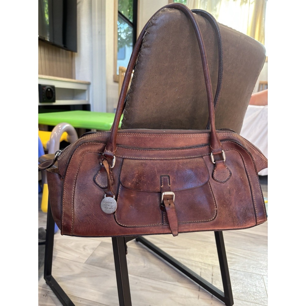 Dooney Bourke Leather Y2K Handbag Shoulder Purse Brown Phoebe Italy Vintage